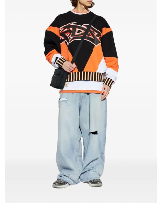 PDF CHANNEL Black Striped Graphic-Print Sweatshirt for men