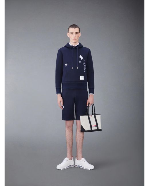 Thom Browne Black Embroidered Drawstring Track Shorts for men