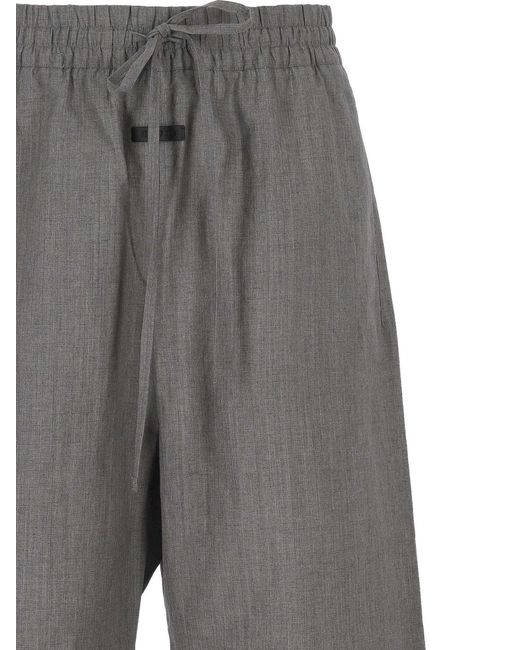 Fear Of God Gray Logo-Patch Drawstring Trousers for men