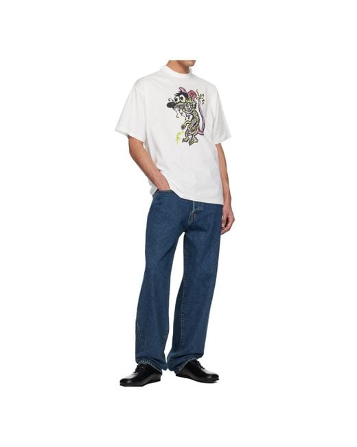 Magliano White Graphic Printed Crewneck T-Shirt for men
