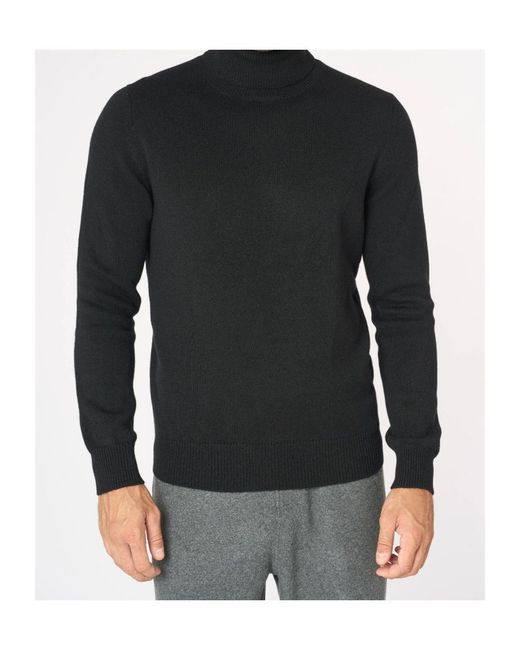 Malo Black Luxury Cashmere Turtleneck Sweater for men