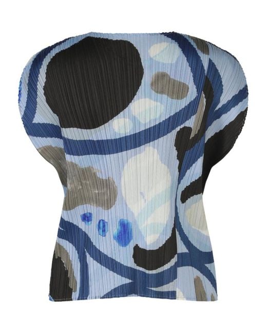 Pleats Please Issey Miyake Blue Roll Top