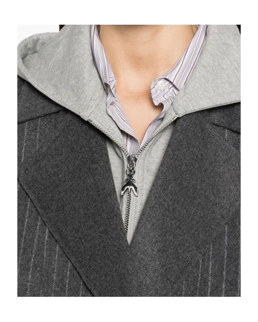 Patrizia Pepe Gray Pinstripe Double-Breasted Coat