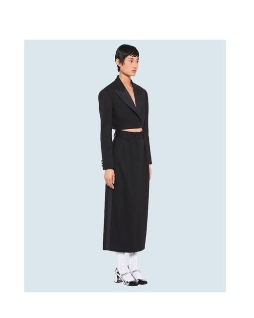 Miu Miu Black Cropped Grain De Poudre Jacket
