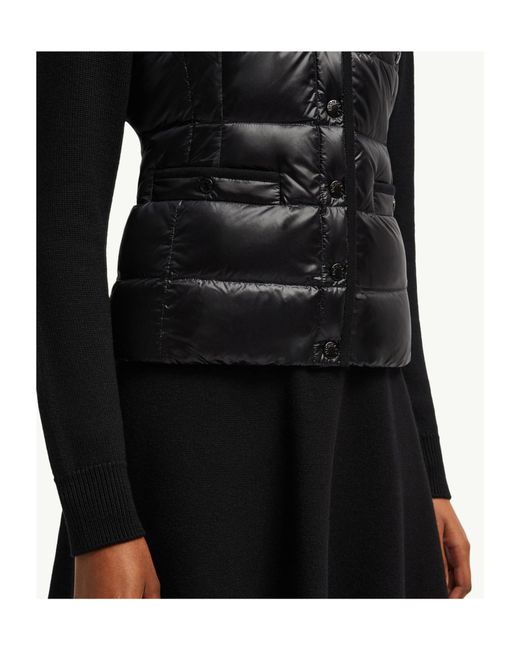 Moncler Black Logo Patch Quilted Cardigan