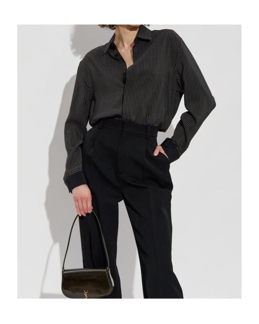Saint Laurent Black Striped Button-Up Shirt