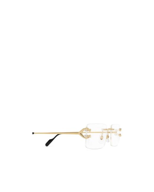 Cartier White Rimless Rectangular Glasses for men