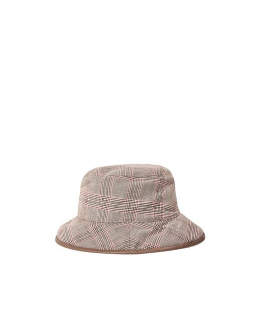 Gucci Gray Plaid Wide-Brim Bucket Hat