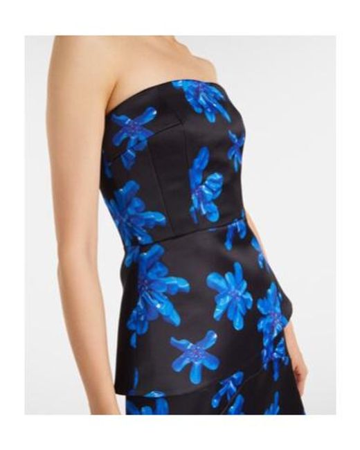 Emilia Wickstead Blue Regan Floral Genzianella Tube Top