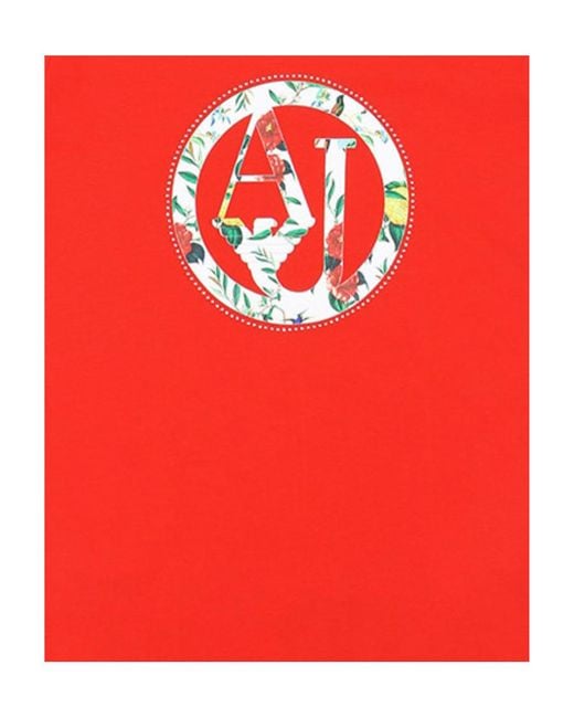 Armani Jeans Red Printed T-Shirt With Round Neck