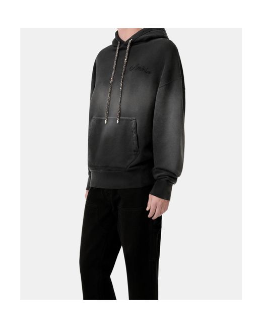 Amiri Black Logo Embroidered Drawstring Hoodie for men