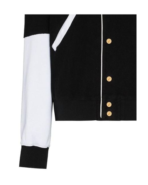 we11done Black Logo Print Varsity Bomber Jacket for men