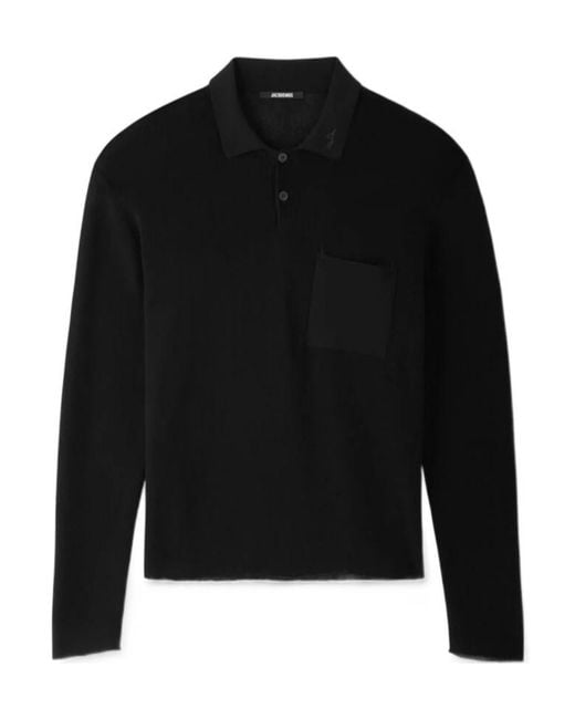 Jacquemus Black The Tricot Long-Sleeve Polo Shirt for men
