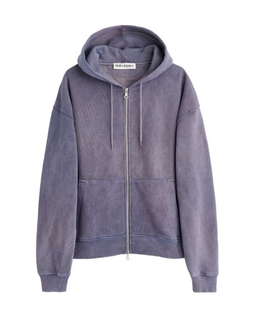 Our Legacy Purple Cropped Zip-Up Hoodie for men