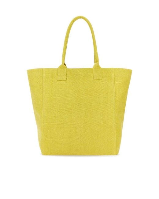 Isabel Marant Yellow Yenky Logo Embroidered Tote Bag