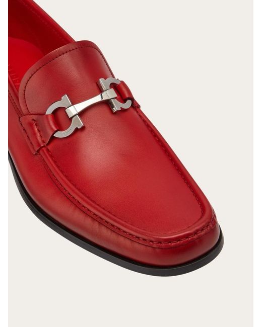 Ferragamo Red Gancini Buttoned Loafers for men