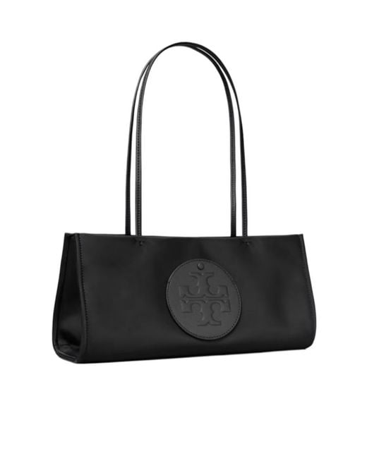 Tory Burch Black Ella Logo-Patch Shoulder Bag