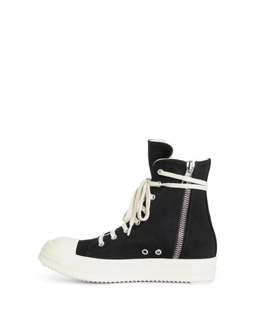 Rick Owens Black Logo-Embroidered High-Top Sneakers