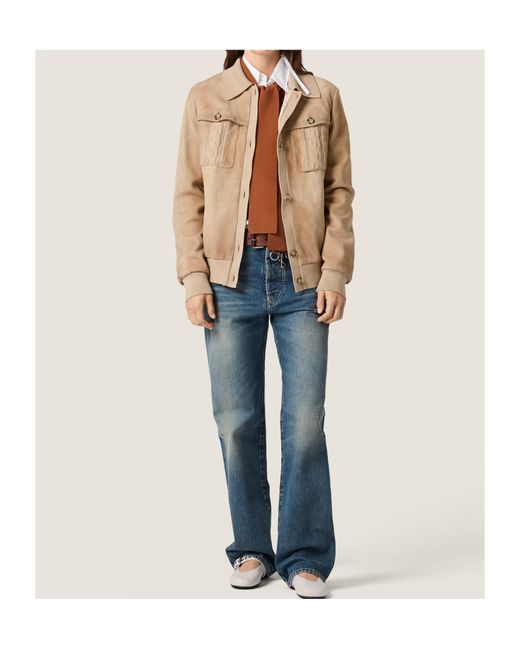 Miu Miu Natural Waxed Suede Blouson Jacket