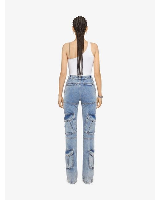 Givenchy Blue Logo Plaque Cargo Jeans