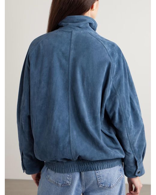 Nour Hammour Blue Ariste Patchwork Suede Jacket