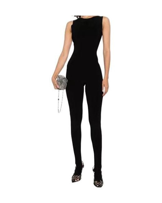 Norma Kamali Black Sleeveless Cut-Out Catsuit