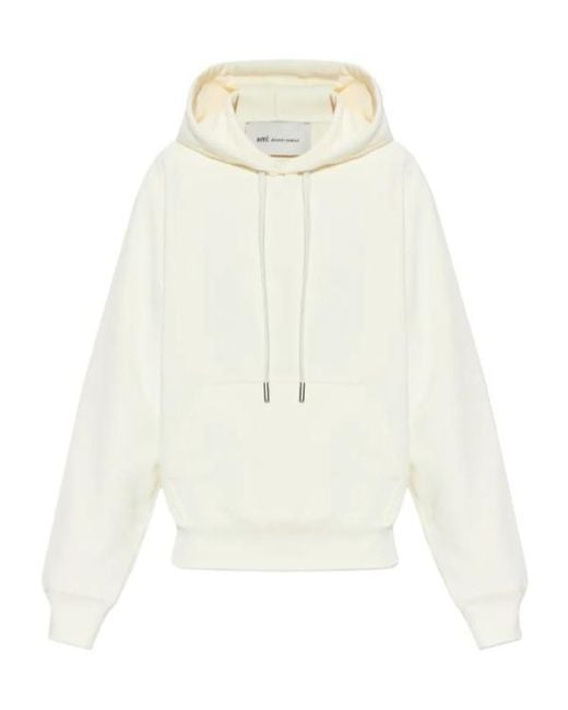 AMI White Drawstring Hooded Sweatshirt for men