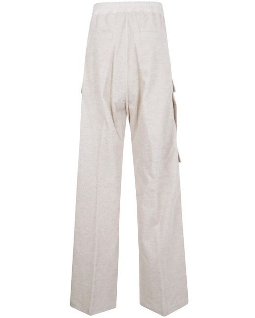 Rick Owens White Bella Zip-Fly Drawstring Cargo Trousers for men