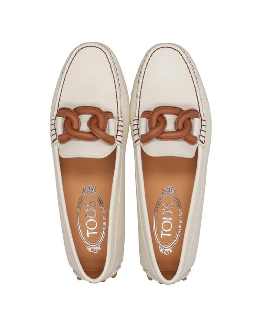 Tod's White Logo Detailed Slip-On Loafers