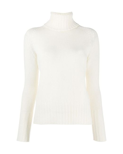 Drumohr White Long-Sleeve High-Neck Sweater