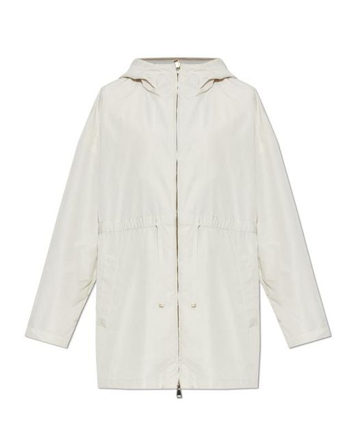 Moncler White Saverne Drawstring Zip-Up Parka