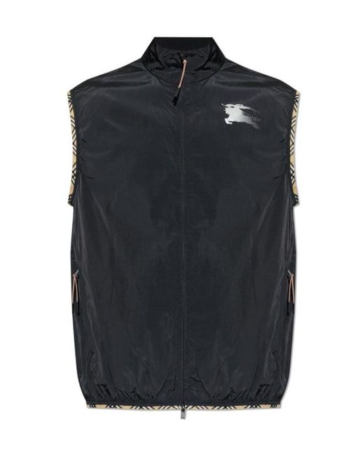 Burberry Blue Ekd Printed Checked-Trim Vest for men