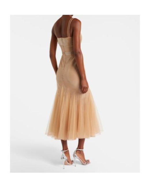 David Koma Natural Sequined Tulle Gown