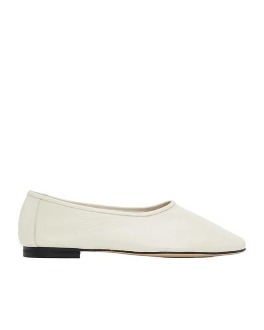 By Far White Prudence Creased Round Head Ballet Shoes