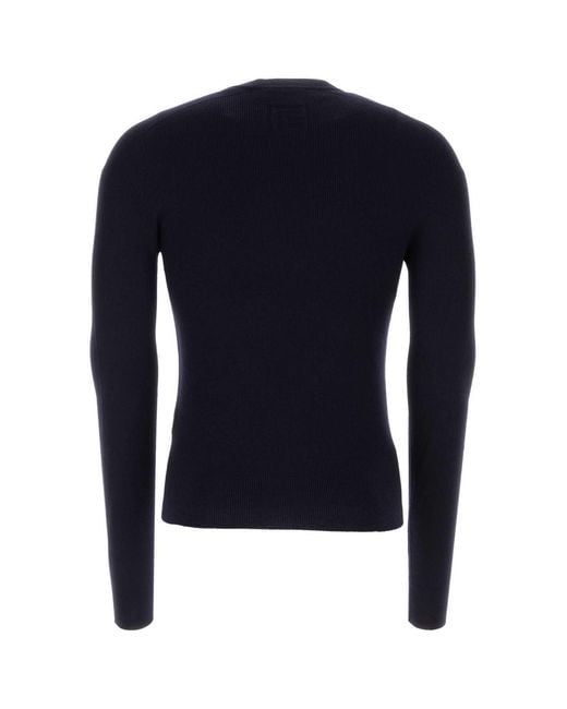 Balmain Blue Logo Patch Knitted Jumper for men