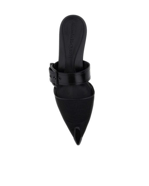 McQueen White Pointed-Toe Slides