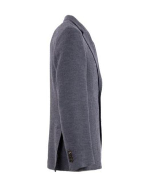 Lardini Blue Single-Breasted Logo Detailed Jacket for men