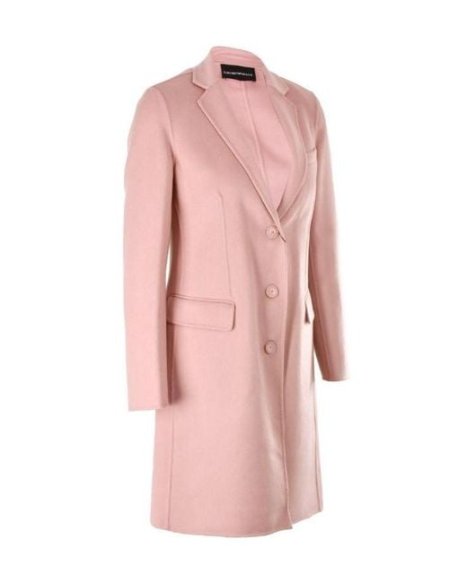 Emporio Armani Pink Single-Breasted Lapel Coat