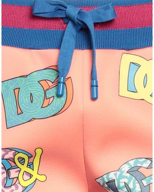 Dolce & Gabbana Orange Printed Drawstring Casual Pants