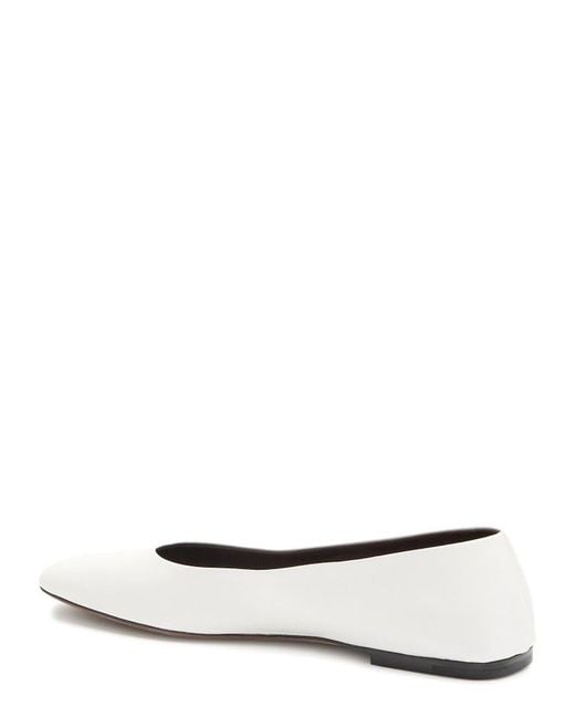 The Row White Square Grained-Leather Ballet Flats
