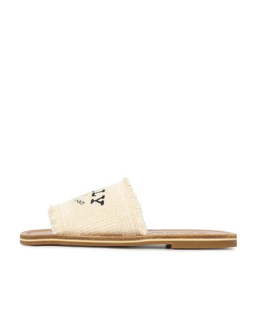 Bally Natural Round Head Flat Slippers