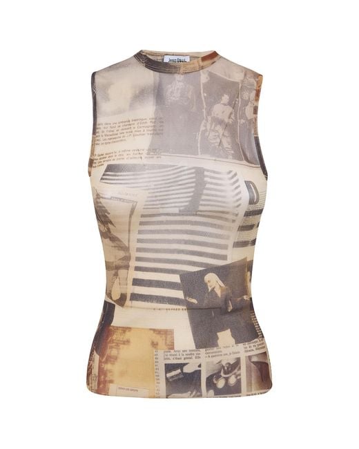 Jean Paul Gaultier Natural Printed Mesh Tank Top