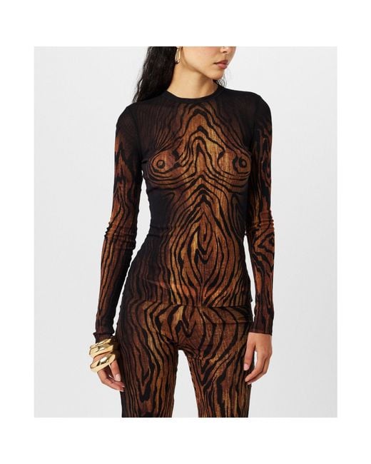 Jean Paul Gaultier Brown Printed Long Sleeve T-Shirt