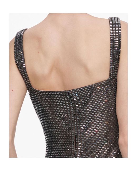 Self-Portrait Multicolor Gunmetal Square Neck Rhinestone Maxi Dress