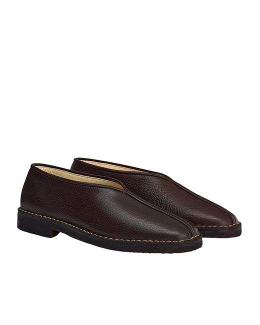 Lemaire Brown Piped Crepe Slippers for men