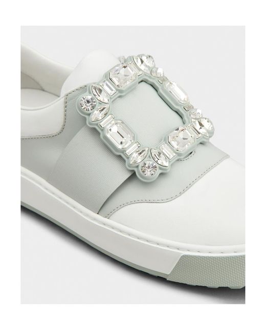 Roger Vivier White Very Vivier Strass Buckle Sneakers