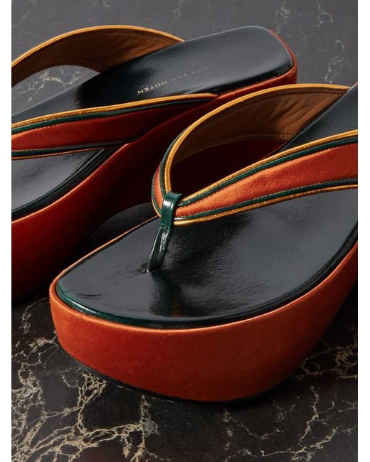 Dries Van Noten Red Platform High-Heeled Sandals