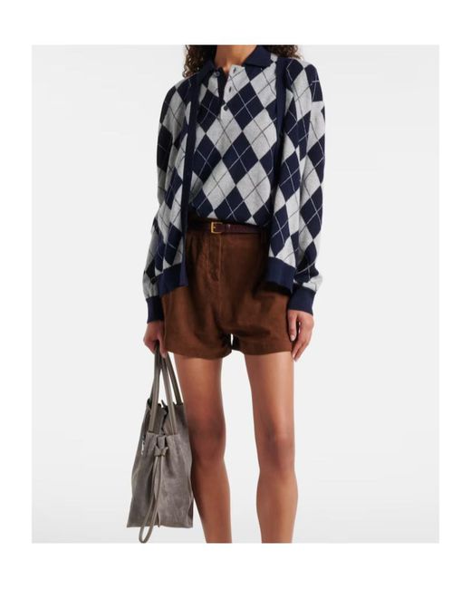 Lisa Yang Blue Raelyn Argyle Cardigan