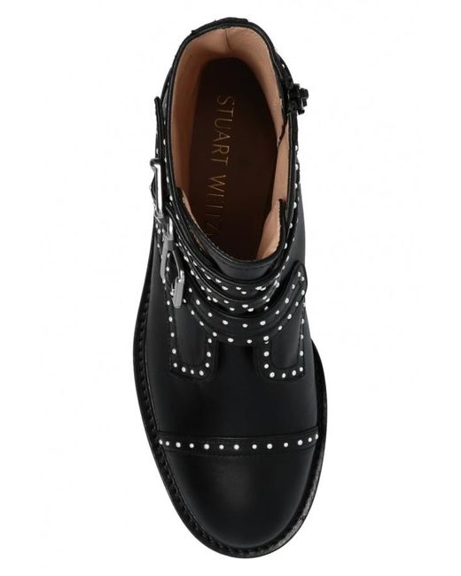 Stuart Weitzman Black Rivet Detail Short Boots