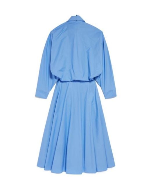 Balenciaga Blue Long Poplin Dress